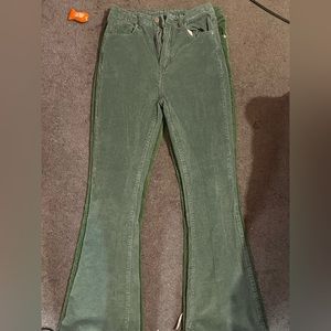 Mint green curdory flare pants